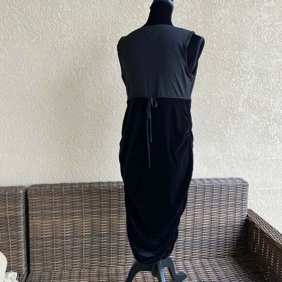 Motherhood Womens Dress Size Medium Maternity Black Velour Sheath Formal Elegant - Picture 4 of 9